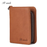 Leather Men's Short Wallet With Coins Pocket Money Purse
