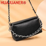 Soft Cow Leather Shoulder Bag Women's Crossbody Bag with Chain