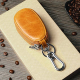 Leather Unisex Car Key Wallet Double Zipper Keychain Holder