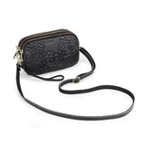 Small Floral Embossed Leather Crossbody Bag Wristlet Clutch