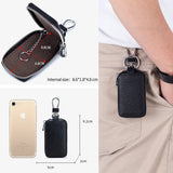Orange Leather Key Case Wallet Zipper Key Holder