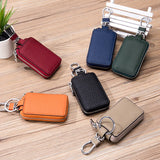 Orange Leather Key Case Wallet Zipper Key Holder
