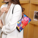 Geometric Leather Clutch Bag Underarm Chain