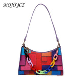 Geometric Leather Clutch Bag Underarm Chain