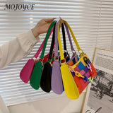 Geometric Leather Clutch Bag Underarm Chain