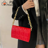 Geometric Pattern Shoulder Bag Acrylic Thick Chain Flap Handbag