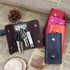 Keychain Organizer Leather Buckle Key Wallet Car Keychain Women Men Key Case