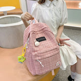 Girl College School Bag Stripe Backpack Casual Women Packbags