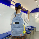 Girl College School Bag Stripe Backpack Casual Women Packbags