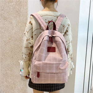 Girl College School Bag Striped Book Packbags