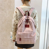 Girl College School Bag Striped Book Packbags