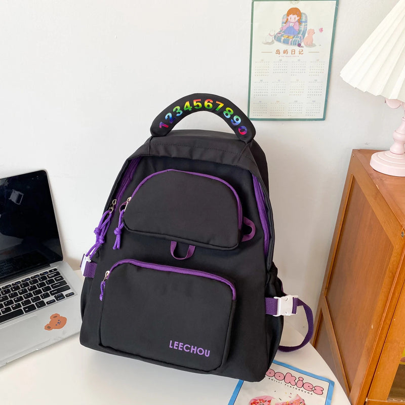 Striped School Bag Casual Women Backpack Teen Travel Rucksack