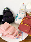Striped School Bag Casual Women Backpack Teen Travel Rucksack