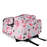 Flamingo Print Backpack for Teenage Girls - Waterproof School Laptop Bag
