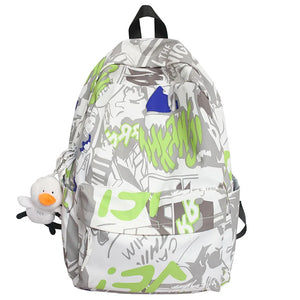 Waterproof Graffiti Backpack for Teenage Girls Student Laptop Travel Bag