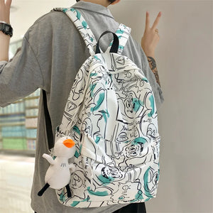 Waterproof Graffiti Backpack for Teenage Girls Student Laptop Travel Bag