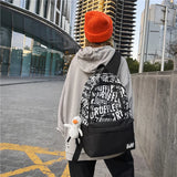 Graffiti Letters Women Backpack Female Waterproof Nylon Travel Bag