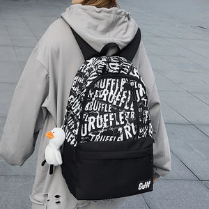 Graffiti Letters Women Backpack Female Waterproof Nylon Travel Bag