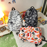 Graffiti Love Print Backpack for Women, Multi-function Canvas Bookbag