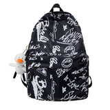 Graffiti Love Print Backpack for Women, Multi-function Canvas Bookbag