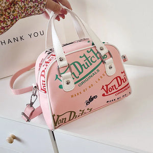 Graffiti Crossbody Shoulder Bag for Women in Pink