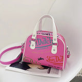 Graffiti Crossbody Shoulder Bag for Women in Pink