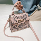 Graffiti Women Handbags PU Leather Small Flap Bag Crossbody Bags for Women
