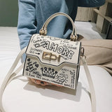Graffiti Women Handbags PU Leather Small Flap Bag Crossbody Bags