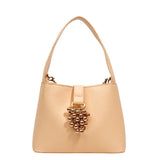 Grape Beaded Chain Ladies Bucket Bag Solid Pu Shoulder Bag