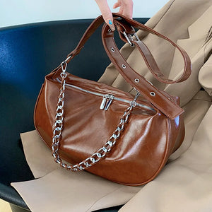 Green Chain Women's Leather Shoulder Messenger Bag