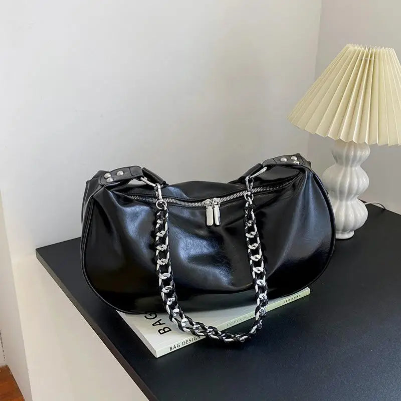 Green Chain Women's Leather Shoulder Messenger Bag