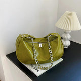 Green Chain Women's Leather Shoulder Messenger Bag