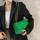Green Shoulder Bag Flip Women Bag Solid PU Leather Underarm Bag