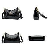 Half Moon Shoulder Bags for Women Handbag Patent Leather Armpit Bag