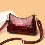Half Moon Shoulder Bags for Women Handbag Patent Leather Armpit Bag