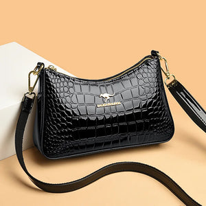 Half Moon Shoulder Bags for Women Handbag Patent Leather Armpit Bag