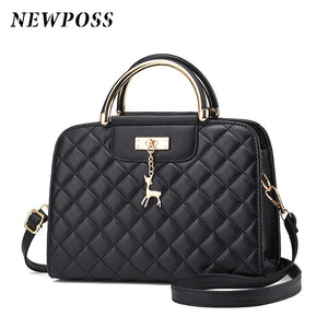 Leather Shoulder Bag Large Capacity Tote Top-handle Hand Bags Deer Decor