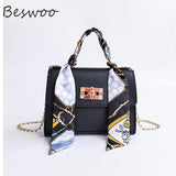 Soft Leather Women Bag with Ribbons Chain Small Shoulder Bag