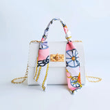 Soft Leather Women Bag with Ribbons Chain Small Shoulder Bag