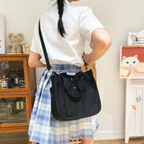 Canvas Casual Tote Student Shoulder Bag Solid Messenger Bags