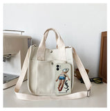 Canvas Casual Tote Student Shoulder Bag Solid Messenger Bags