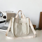 Canvas Casual Tote Student Shoulder Bag Solid Messenger Bags