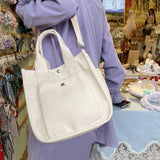 Canvas Casual Tote Shoulder Bag for Women Solid Crossbody