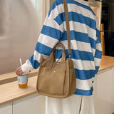 Canvas Casual Tote Shoulder Bag for Women Solid Crossbody