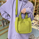 Canvas Casual Tote Shoulder Bag for Women Solid Crossbody