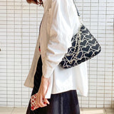 Heart Shape Embroidered Girl Shoulder Bag Gothic Tote Canvas