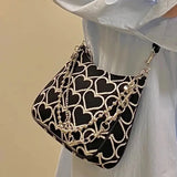 Heart Shape Embroidered Shoulder Bag Girl Autumn Winter Lolita Gothic Tote