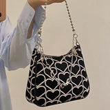 Heart Shape Embroidered Girl Shoulder Bag Winter Tote
