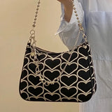 Heart Shape Embroidered Girl Shoulder Bag Winter Tote