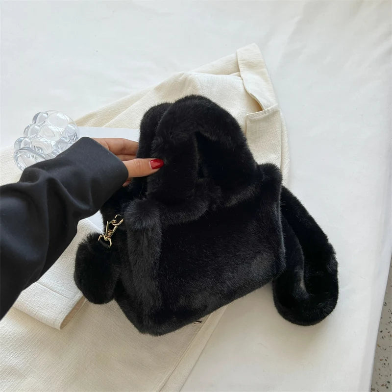 Plush Shoulder Bags for Women with Personality Strap